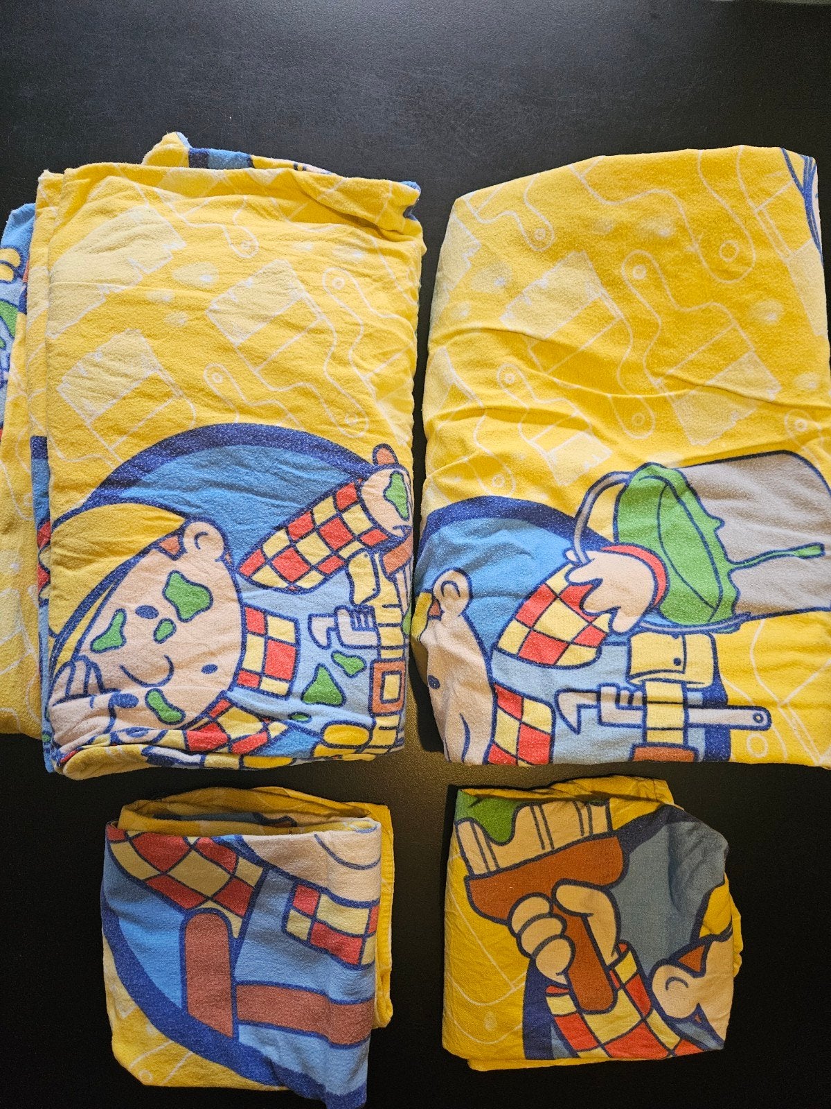 2 Bob de Bouwer flanel katoen dekbedovertrekken met en ku, Ophalen, Gebruikt, Overige merken, Kinderbed