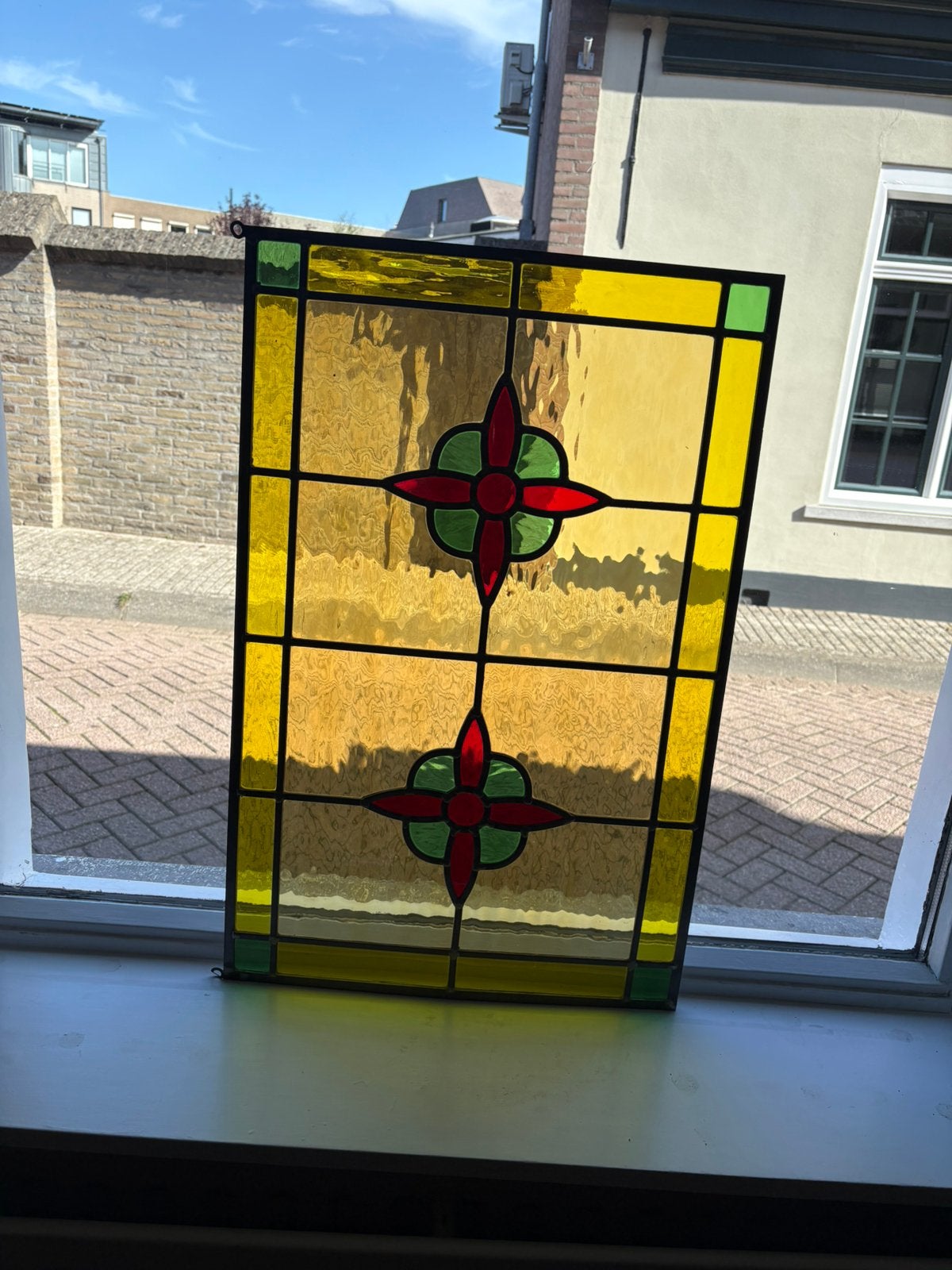 Glas in lood met ophangoogjes, Ophalen, Zo goed als nieuw, Glas in lood, Minder dan 80 cm