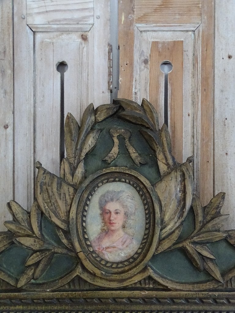 Oude Franse bruidsspiegel met facet geslepen spiegel, Antiek en Kunst, Ophalen of Verzenden