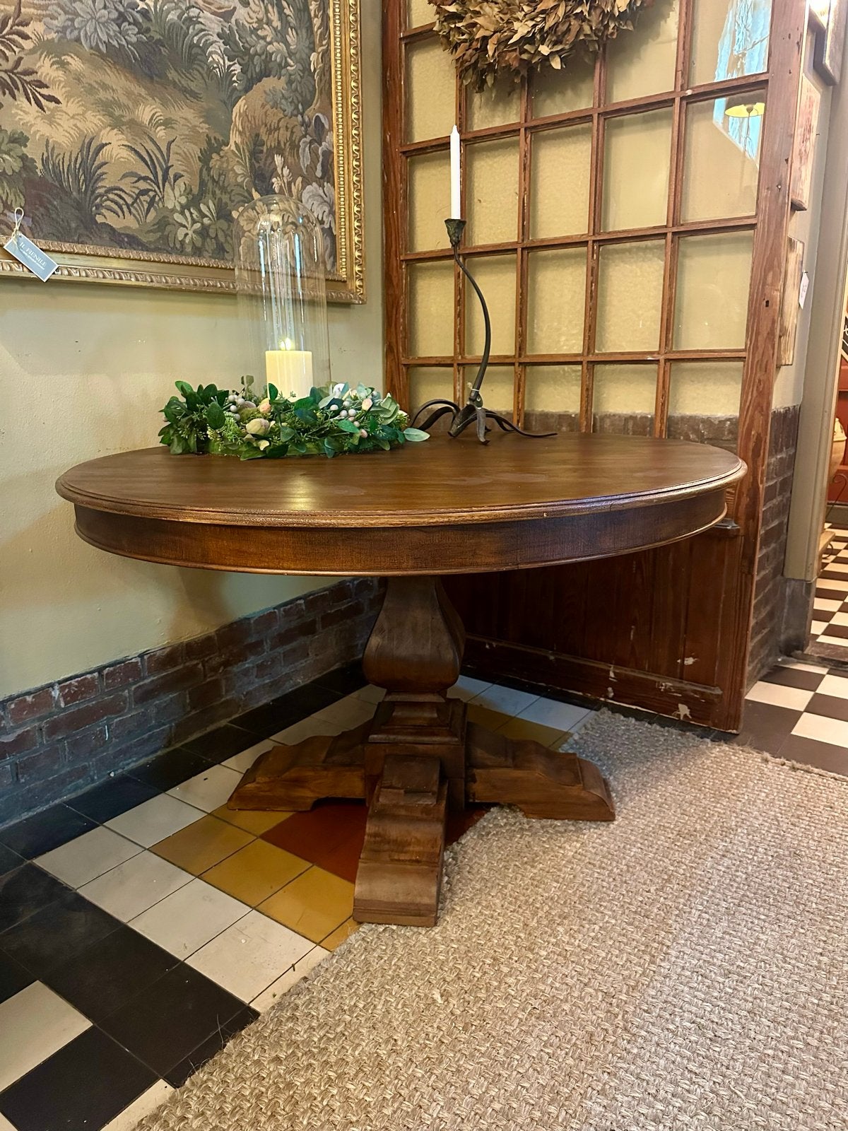 Antieke Engelse ronde bolpoottafel landelijke stijl, Ophalen