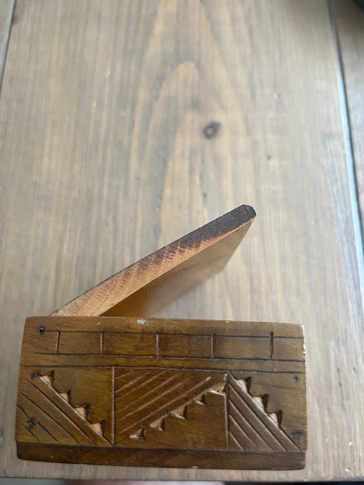 Vintage Handgesneden Houten Doosje - Volkskunst, Ophalen of Verzenden