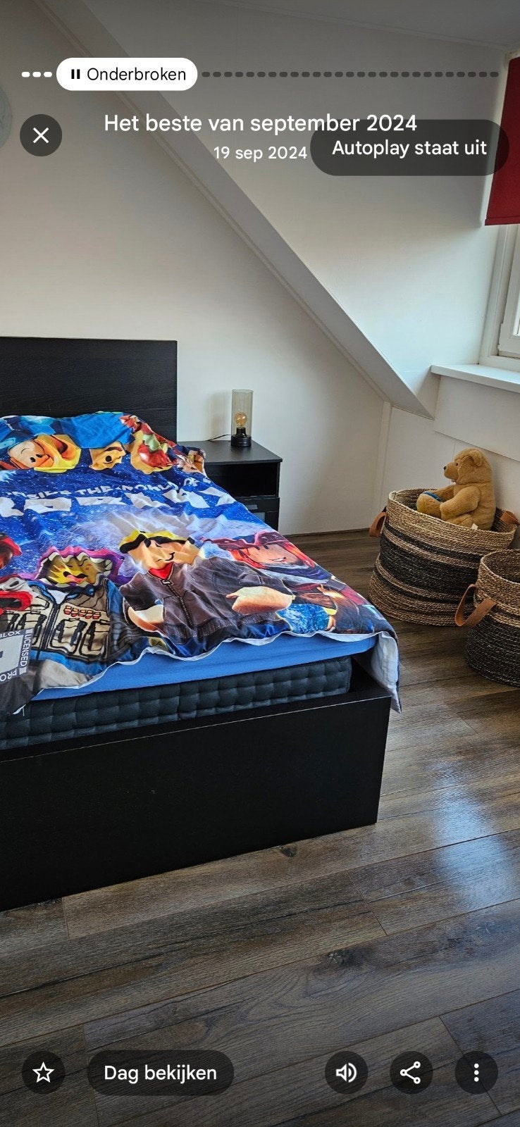 Ikea Malm bed met lattenbodem, matras, topper en nachtkast, Huis en Inrichting, Slaapkamer | Bedden, Ophalen, 90 cm, Eenpersoons