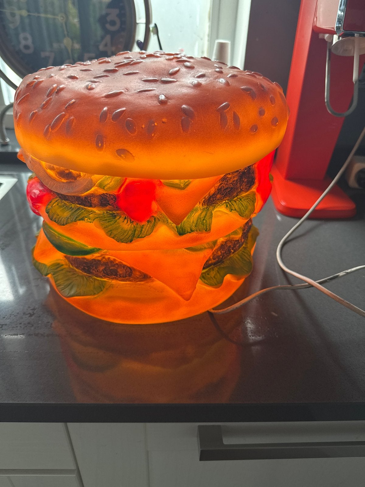 Super retro hamburger lamp - Collectors item. Mega groot !, Overige merken, Gebruikt, Kunststof, Meerkleurig