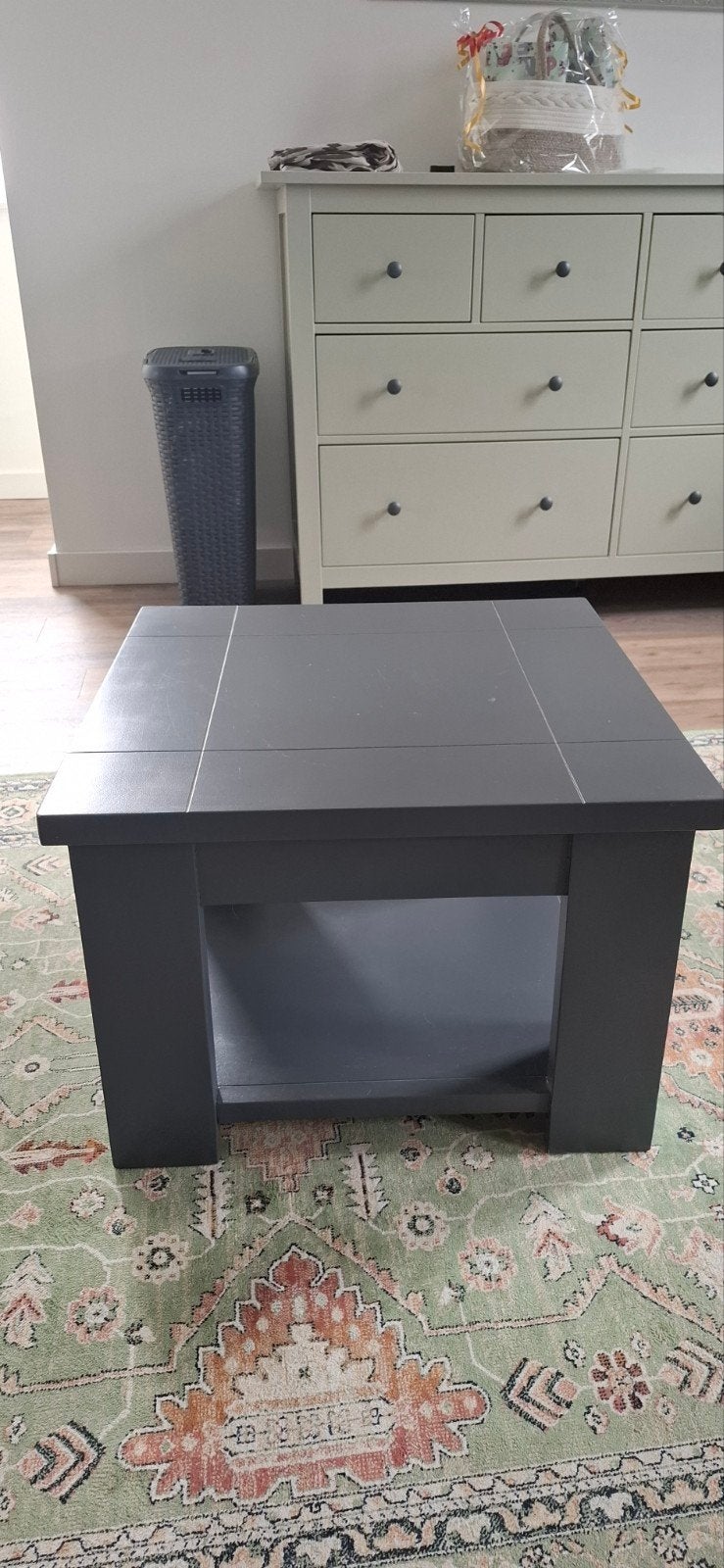 Massief houten salontafel 60x60 cm, Ophalen, Gebruikt, 50 tot 100 cm, Vierkant