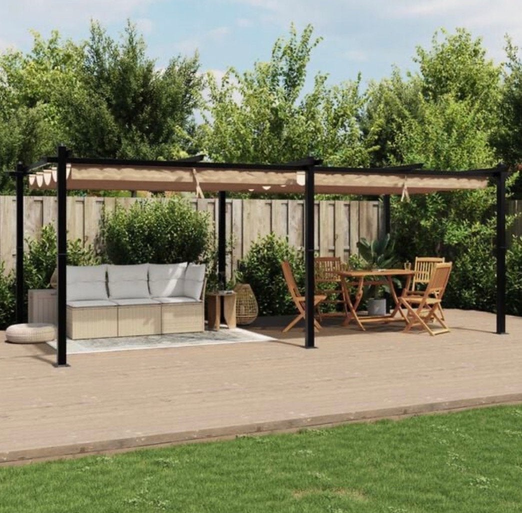 Prieel met uittrekbaar dak 6x3m - taupe, Tuin en Terras, Ophalen, Minder dan 4 meter, Nieuw, 2 meter of meer