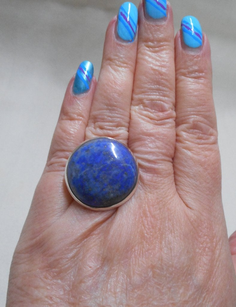 Zilveren royale ring met lapis lazuli maat 18.75 nr.2409, 18 tot 19, Verzenden, Zo goed als nieuw, Dame