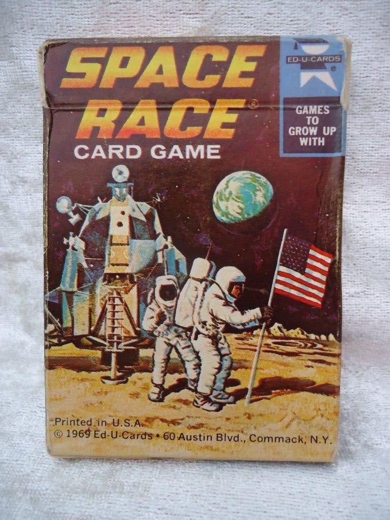 Vintage Kaartspel 'Space Race' maanlanding Apollo11 uit 1969, Verzamelen, Ophalen of Verzenden, Gebruikt, Speelkaart(en)