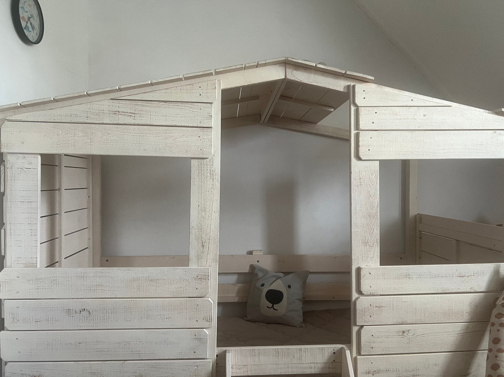 Bed huis, Ophalen, 90 cm, Eenpersoons, Wit