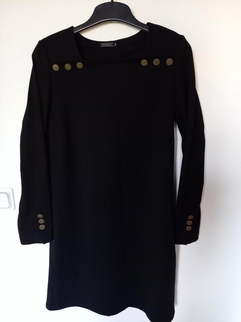 Zwart tricot jurkje van " Frequent" m, Ophalen of Verzenden, Zo goed als nieuw, Zwart