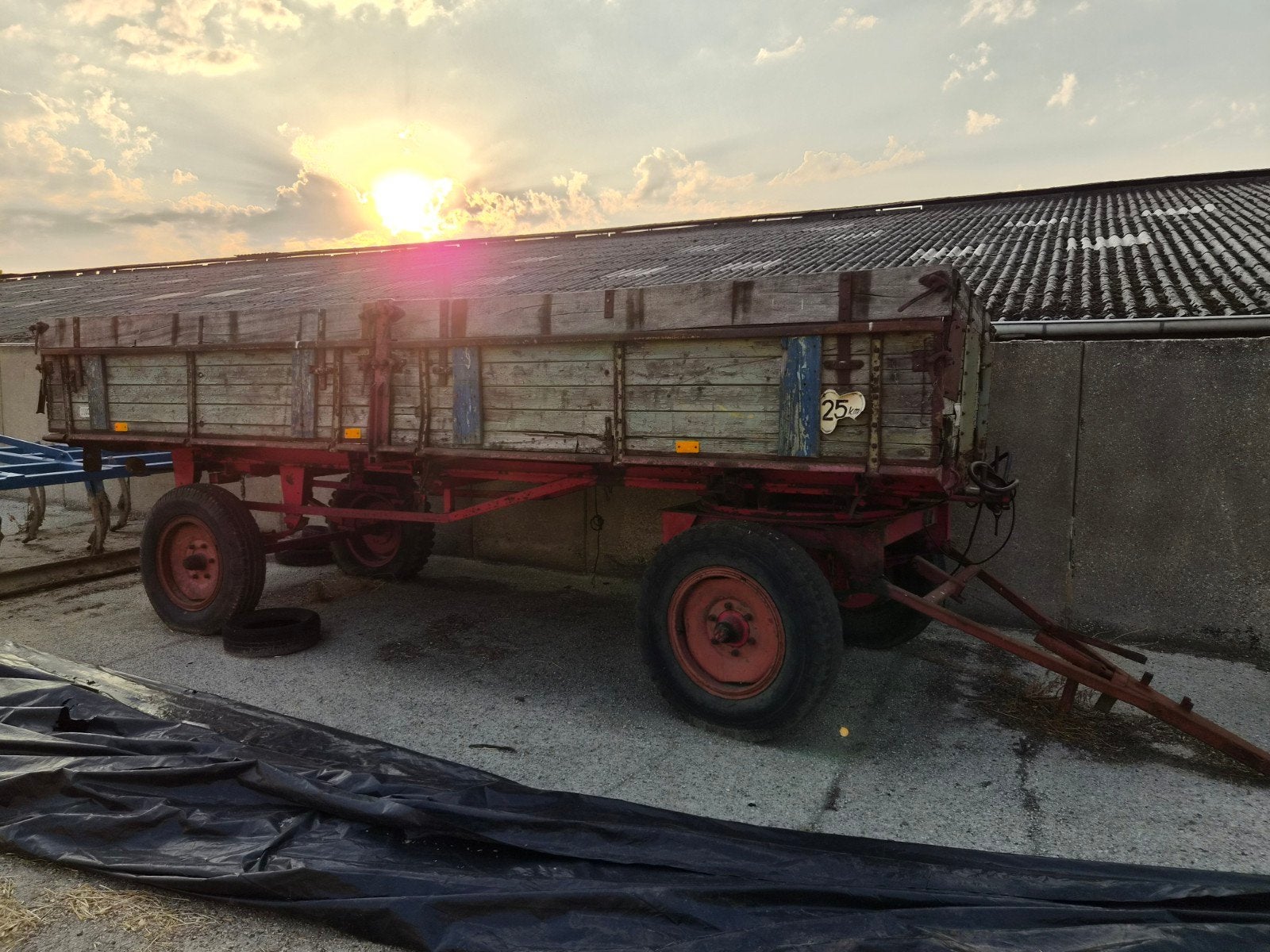 Landbouwaanhanger - platte wagen 2 zijdig kiepend!, Ophalen, Gebruikt