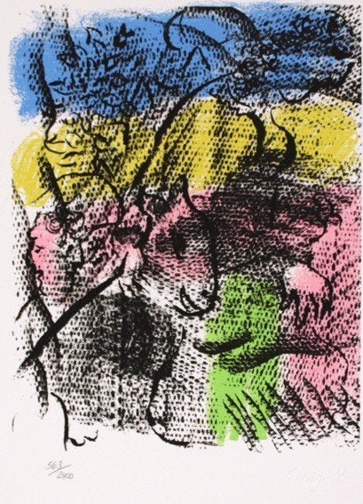 Marc Chagall (1887) Kleur Lithografie " De XX Eeuw " Gen Ges, Abstract, Gelimiteerde oplage, Ophalen of Verzenden, Lithografie