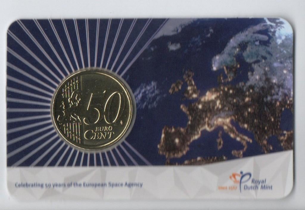 Coincard 50 Jaar ESA, Verzenden, Koningin Beatrix, Euro's, Setje