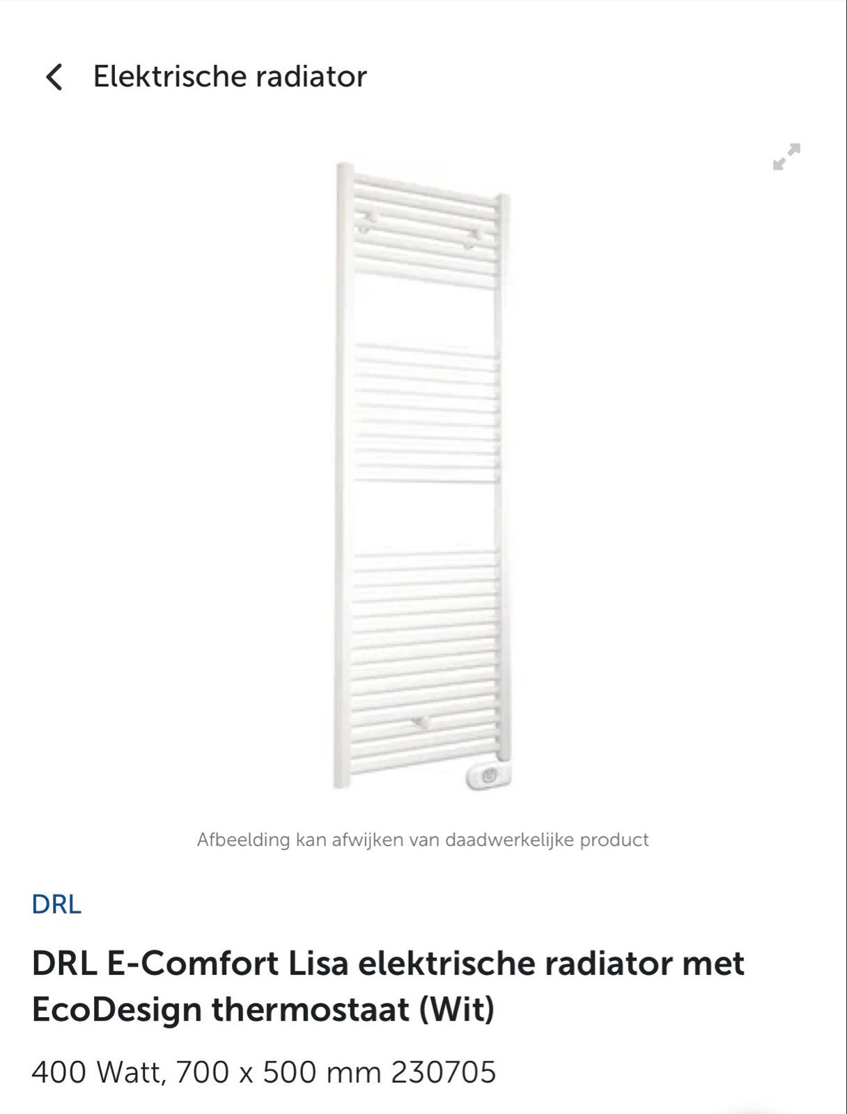 DRL E-Comfort Lisa elektrische radiator met thermostaat, Doe-het-zelf en Verbouw, Verwarming en Radiatoren, 30 tot 80 cm, Radiator