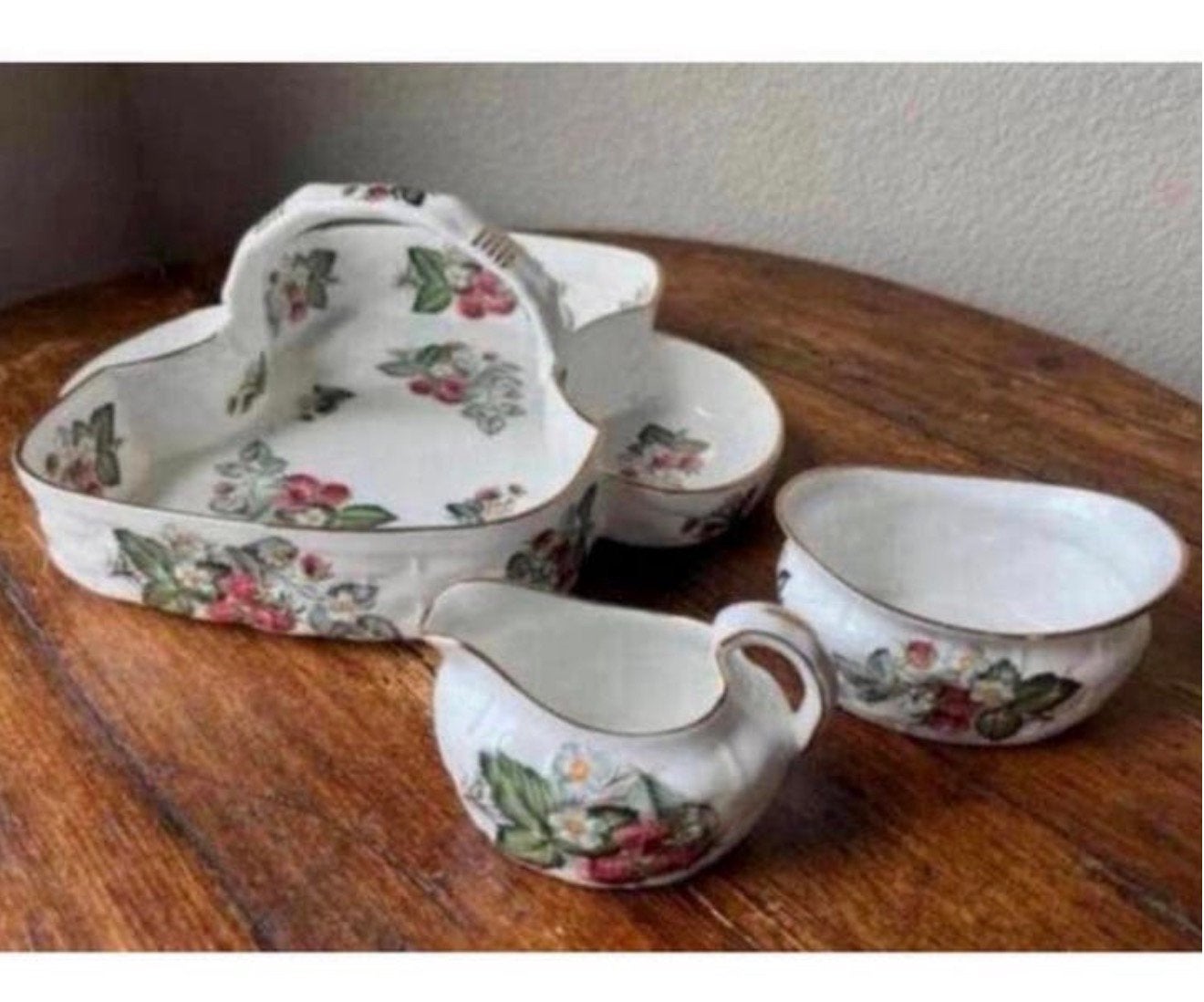 Hammersley English Bone China Ripe Strawberry Basket servies, Ophalen of Verzenden