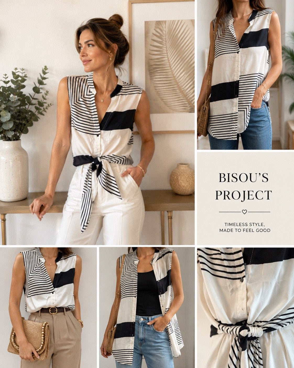 Nieuwe gestreepte blouse van Bisou's Project, Ophalen of Verzenden, Nieuw, Maat 38/40 (M), Zwart