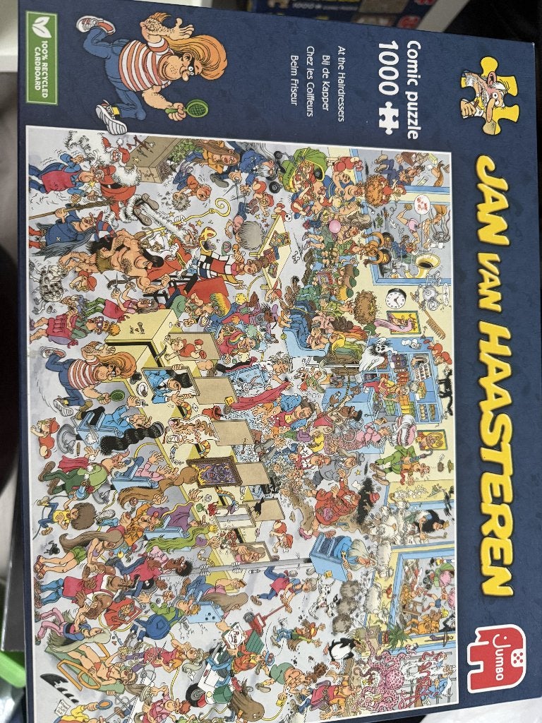 Jan van Haasteren Bij de kapper 1000 stukjes, Ophalen of Verzenden, 500 t/m 1500 stukjes, Zo goed als nieuw, Legpuzzel