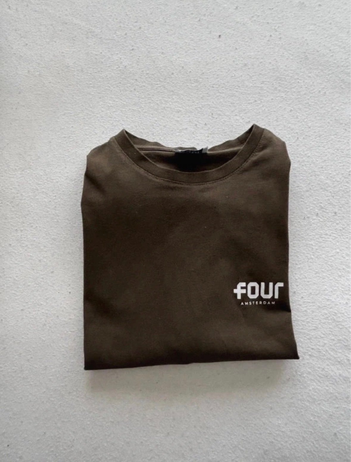 FOUR Amsterdam T-shirt - donkergroen met wit logo, Kleding | Heren, T-shirts, Ophalen of Verzenden, Zo goed als nieuw, Overige maten