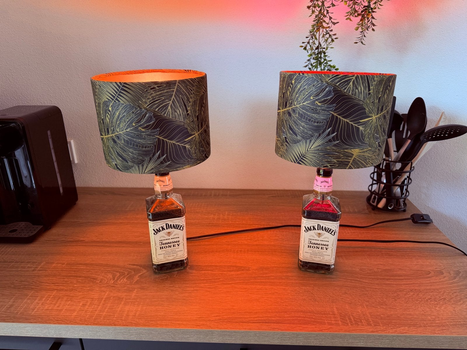 2 Jack Daniels Honey lampen (excl. lichtbron), Ophalen, Gebruikt, Meerkleurig, Met stekker
