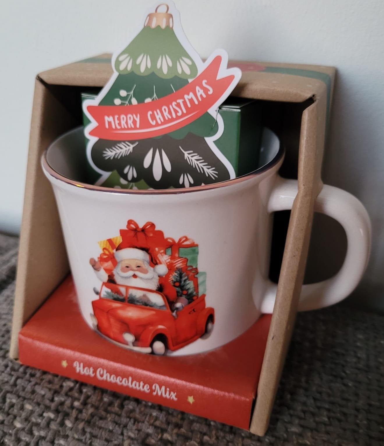 Kerstman beker met hot chocolate mix merry christmas chocola, Ophalen of Verzenden
