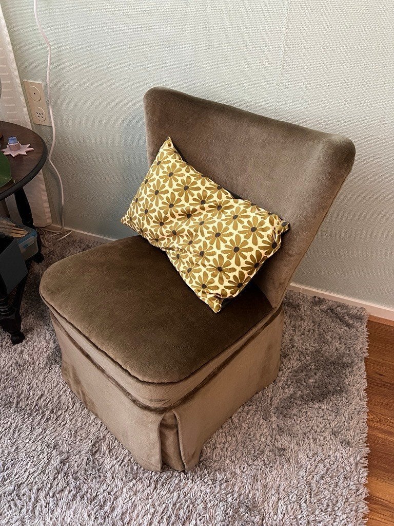 Vintage Groene Fluweel Stoel - Comfortabel & Stijlvol, Huis en Inrichting, Stoelen, Ophalen, Gebruikt, Overige kleuren, Vintage