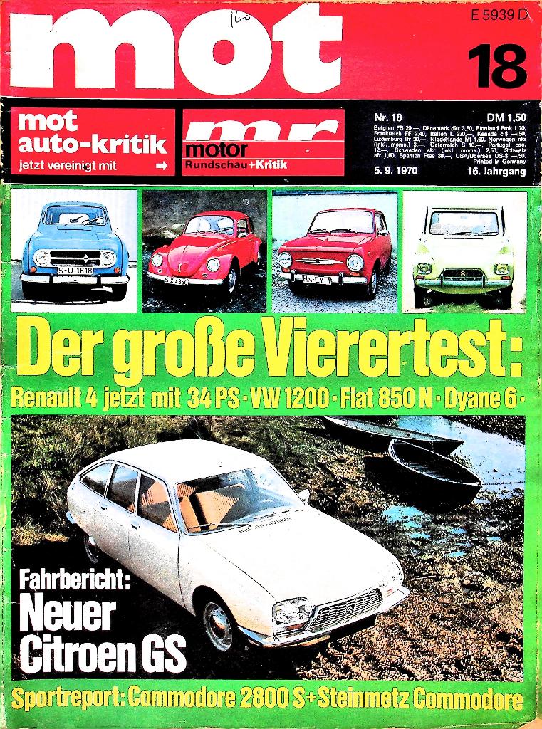 Mot - 1970 Nr. 18 - Citroen/Fiat/Renault/Opel/VW, Ophalen of Verzenden, Algemeen