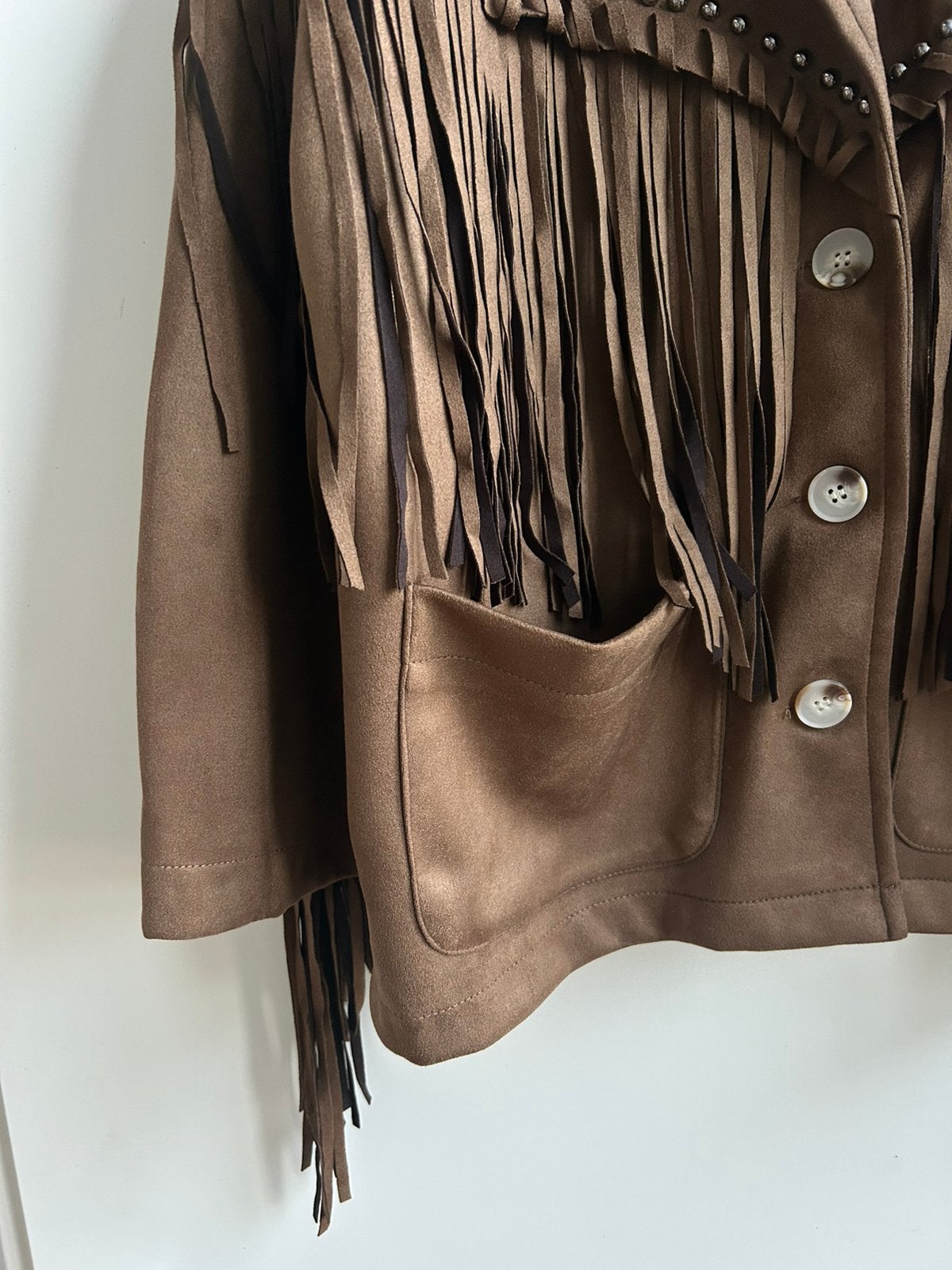 GOLD AND SILVER suede-look jasje met franjes mt TU, Verzenden, Parijs, Nieuw, Jasje