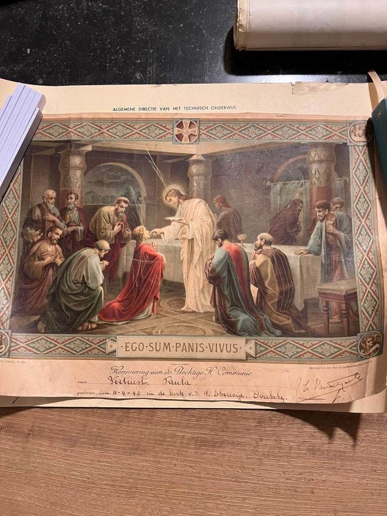Oude diploma's middelbaar, toneel en cultuurspreiding, Plech, Antiek en Kunst, Curiosa en Brocante, Ophalen of Verzenden