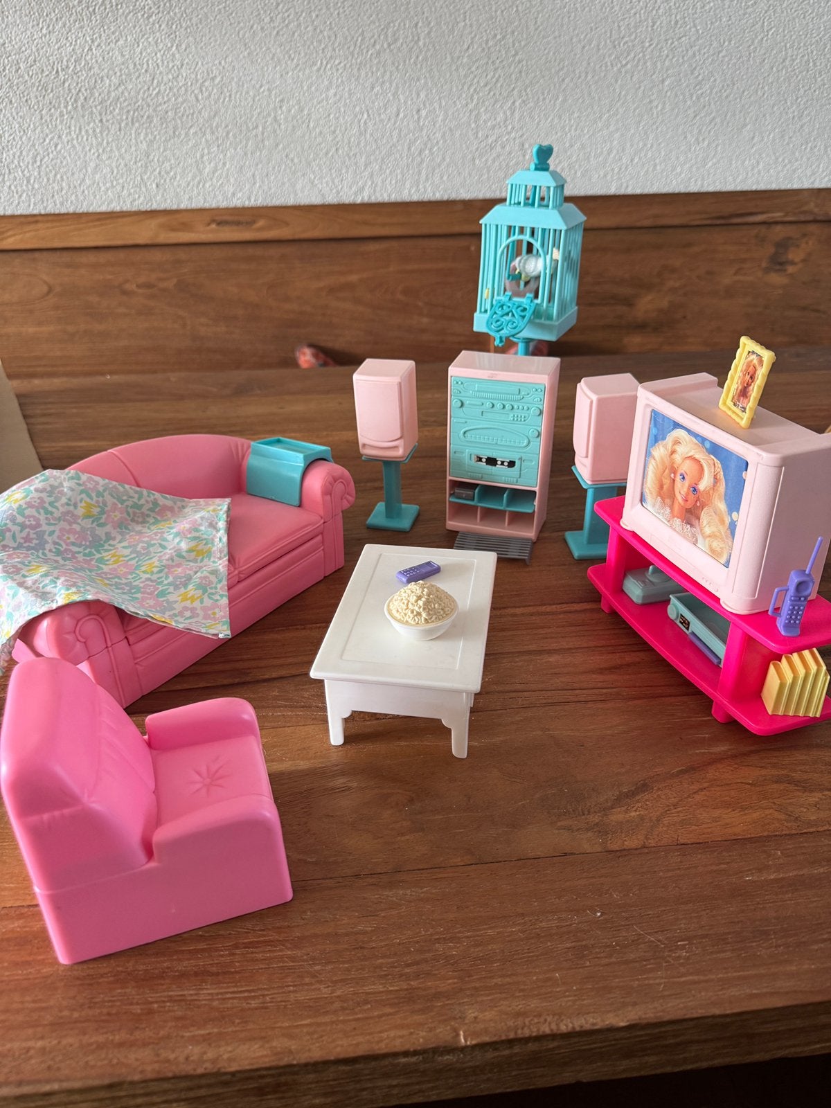 • Mattel Barbie Woonkamer 1995 (So Much To Do) incl. Vogel, Ophalen of Verzenden, Zo goed als nieuw, Toebehoren