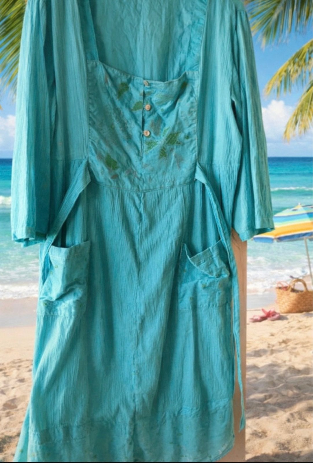 Gudrun Sjoden turquoise zomerjurk xl, Verzenden, Zo goed als nieuw, Maat 46/48 (XL) of groter, Overige kleuren