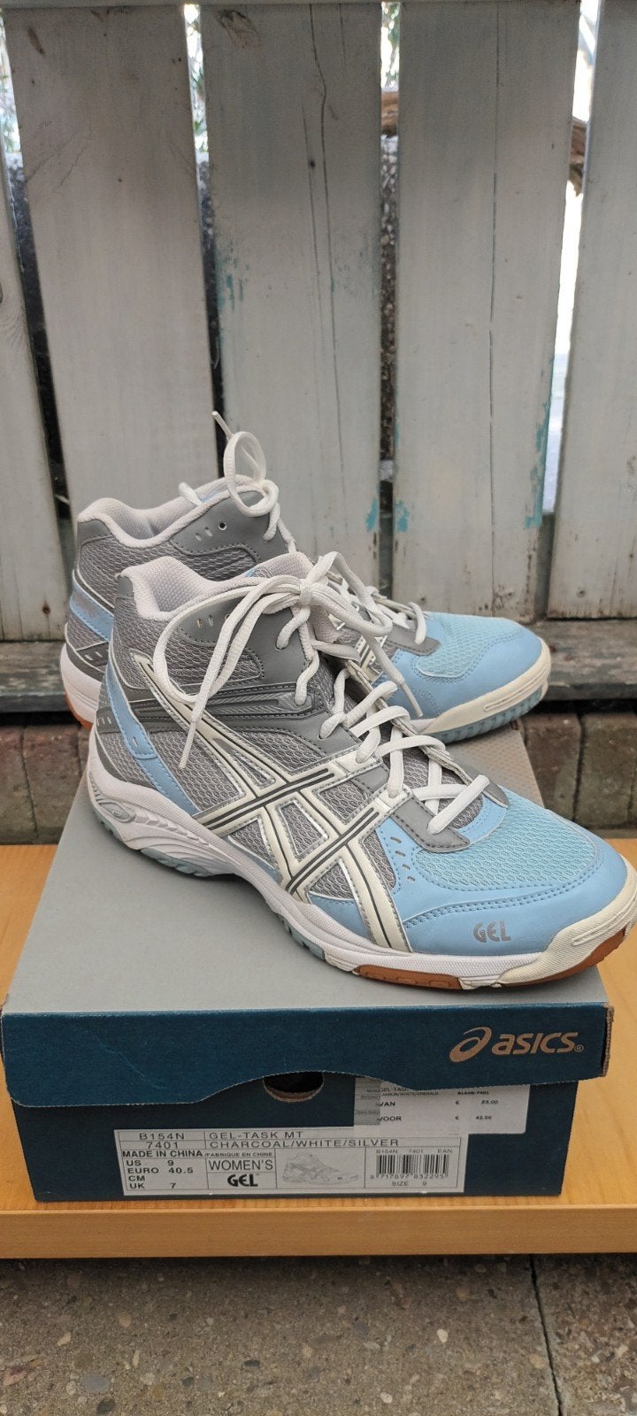 ASICS women's gel task MT maat 40,5 blauw / wit / grijs, Ophalen of Verzenden, Zo goed als nieuw, Overige sporten, Asics