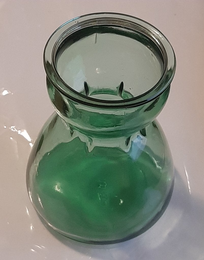🕯️Preloved: Groene glazen kandelaar - Met een ziel🏷️€12,-, Gebruikt, Overige merken, Ophalen of Verzenden, Glas