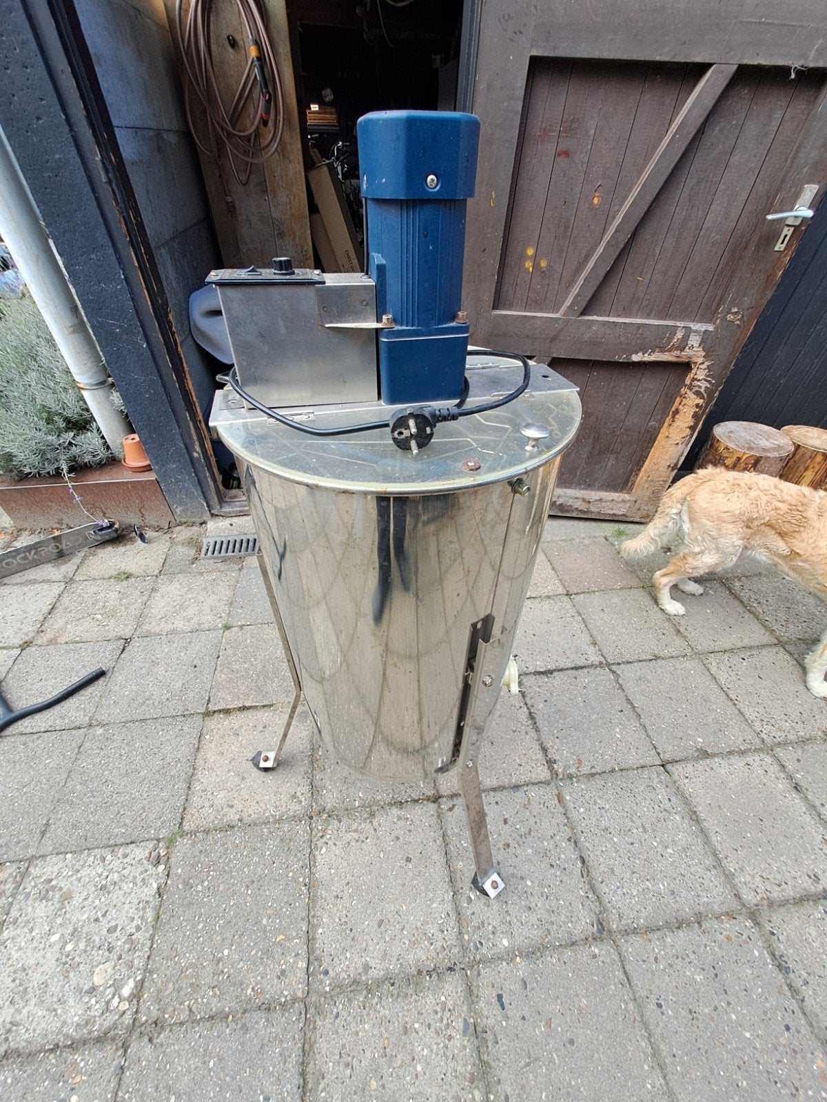 3-raams honingslinger met motor, Bijen
