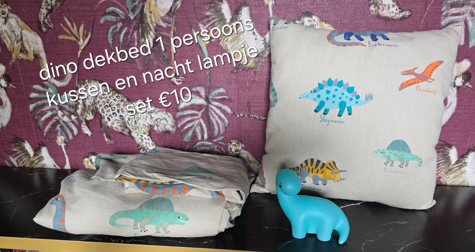 dinosaurus dekbed overtrekken met nacht Lampje, Ophalen, Wit, Jongetje of Meisje, Dekbedovertrek