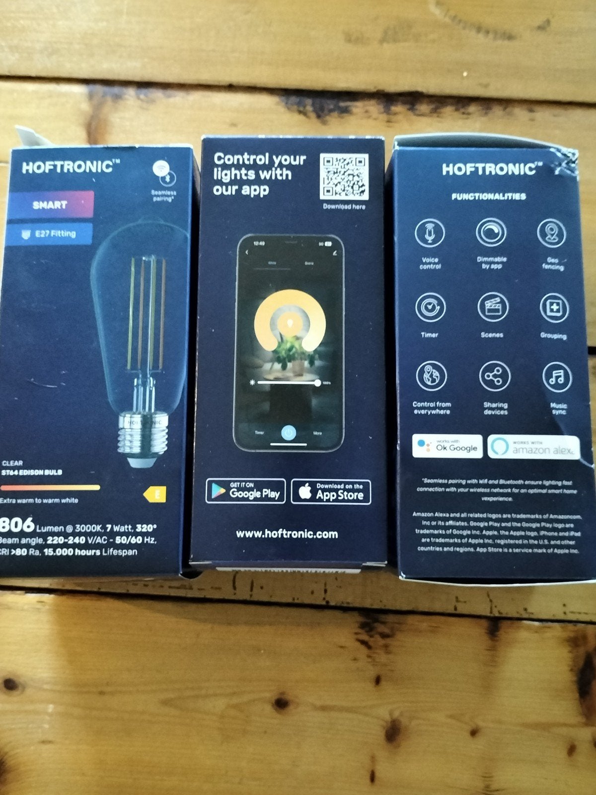 3 sets van 3 Edison E27 lampen (Hoftronic, Sencys, Hands-on), Huis en Inrichting, Ophalen, Overige merken, Gebruikt, Meerkleurig
