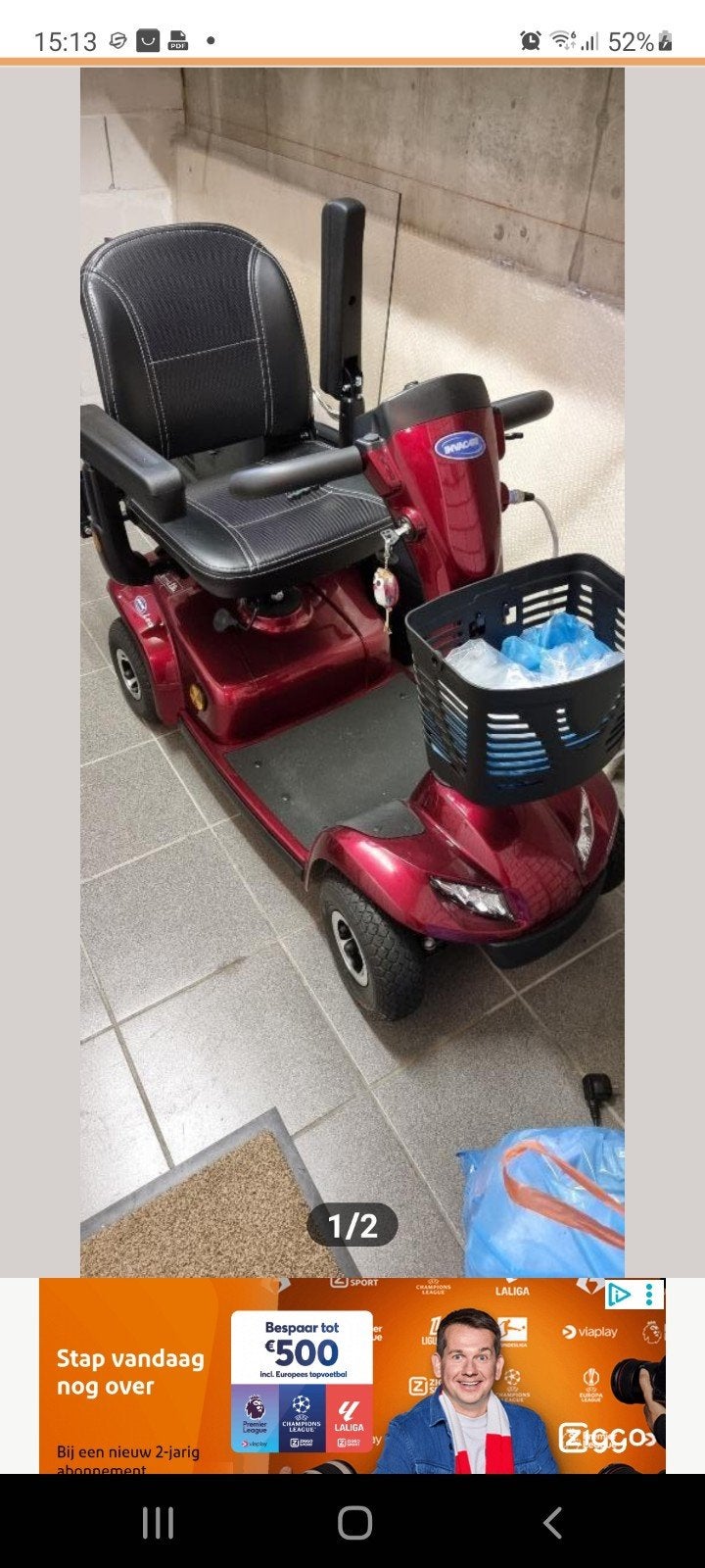 Rode scootmobiel zo goed  als  nieuw, Ophalen, Zo goed als nieuw, Leo