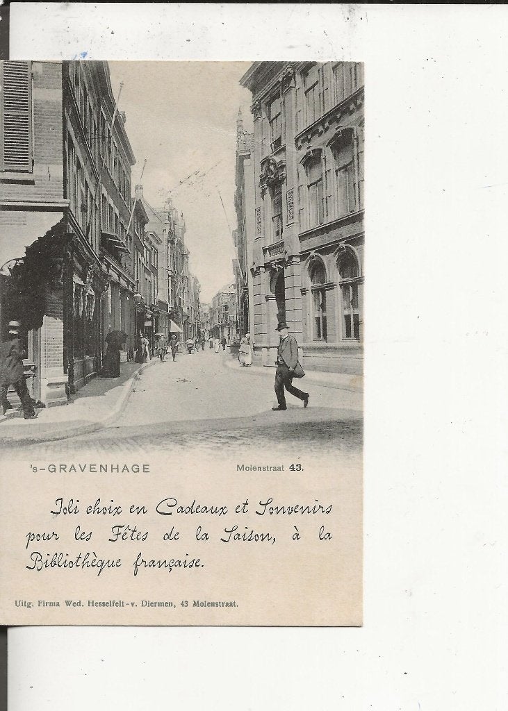 Den Haag Molenstraat 43 Bibliotheque Francaise 15 oct 1903, Ophalen of Verzenden, Voor 1920, Gelopen, Zuid-Holland