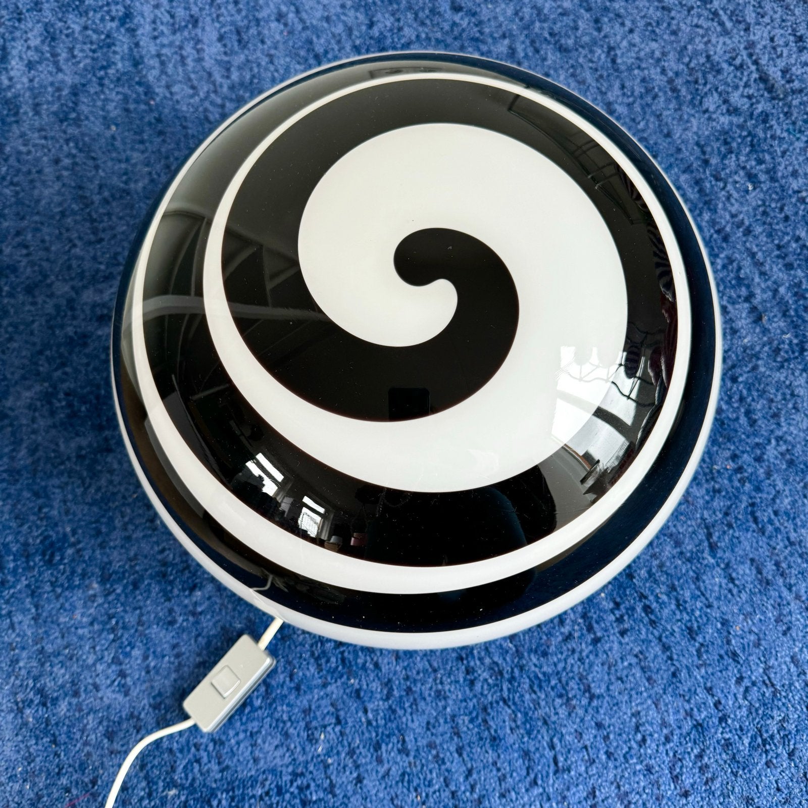 Vintage Ilu di Vetro swirl lamp Zwart Wit Spiraal Design, Met schakelaar, Ophalen of Verzenden, Zwart, Modern