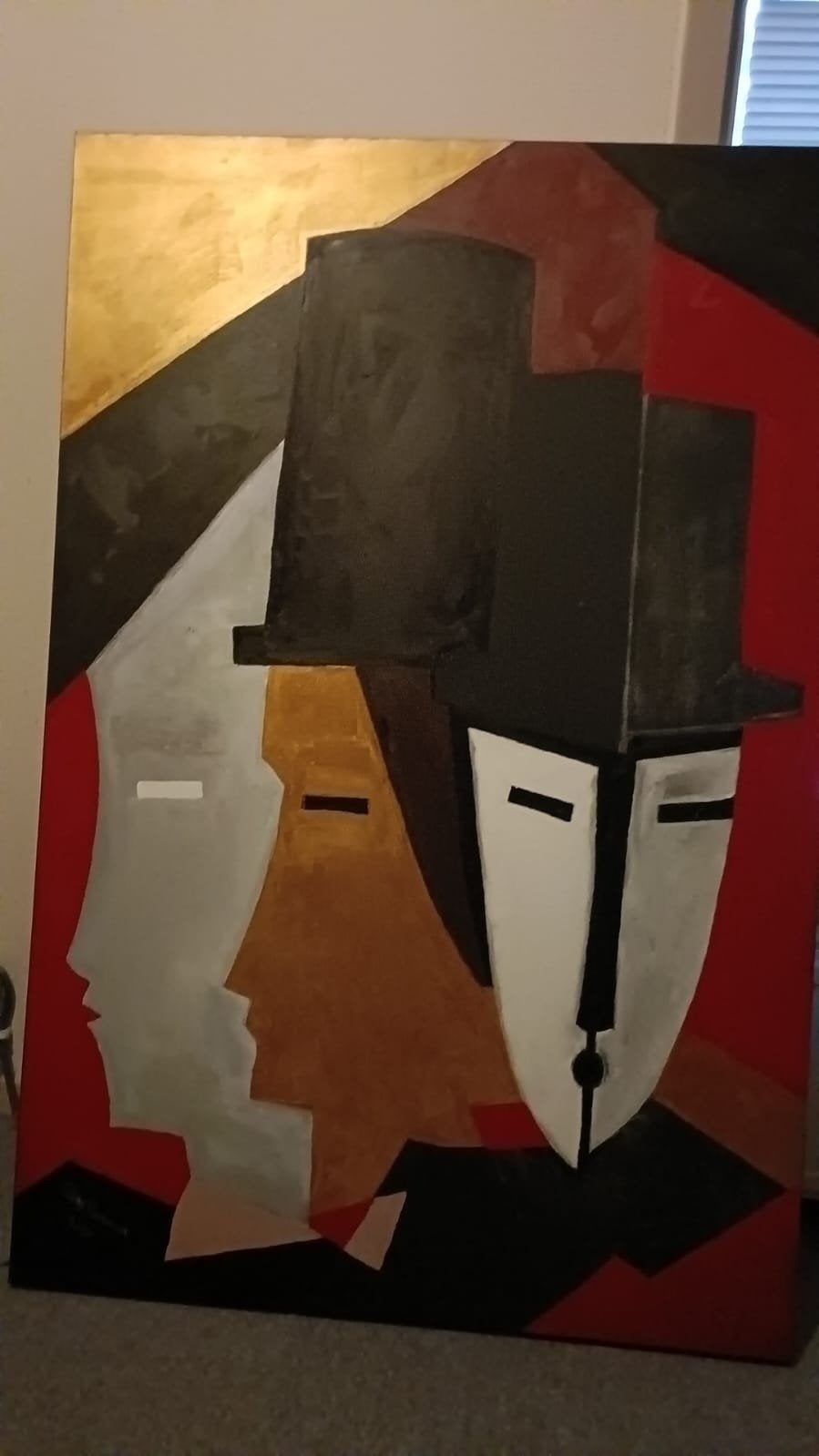 Abstract schilderij 'Drie Gezichten' van Ria Medema (2020), Ophalen