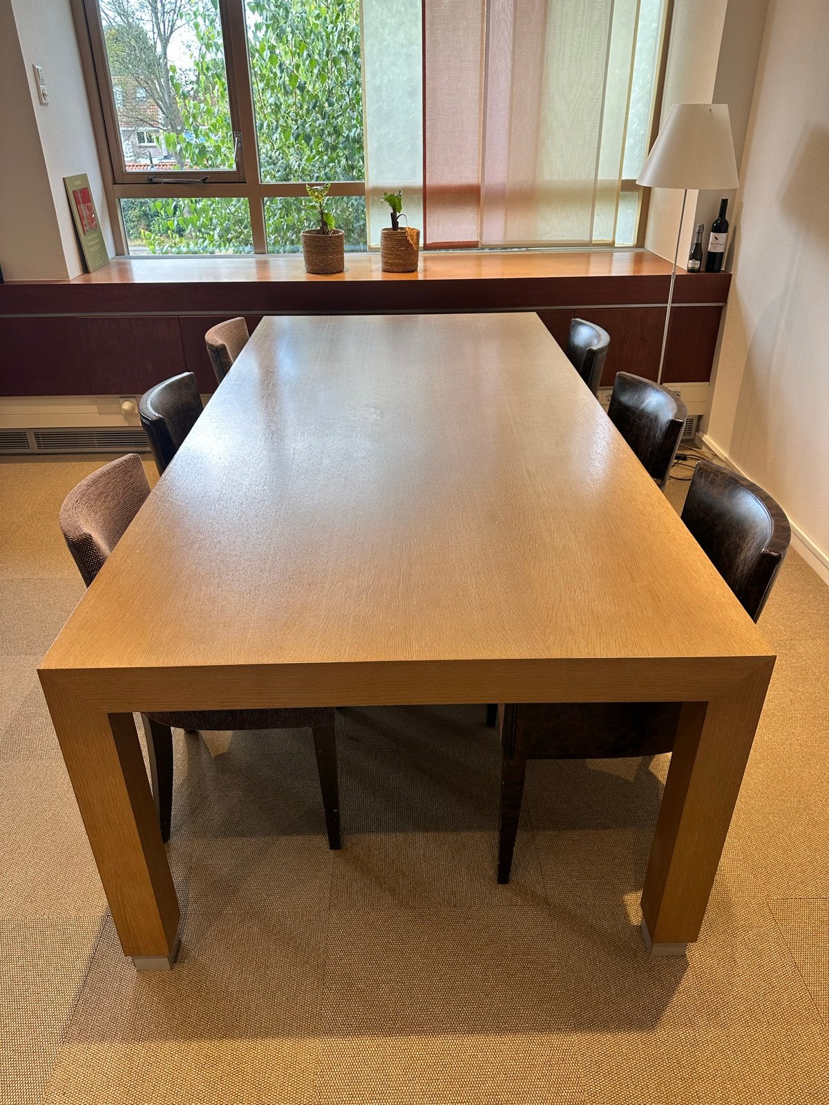 Grote eettafel met 6 stoelen, Huis en Inrichting, Tafels | Eettafels, Ophalen, Gebruikt, 100 tot 150 cm, 200 cm of meer