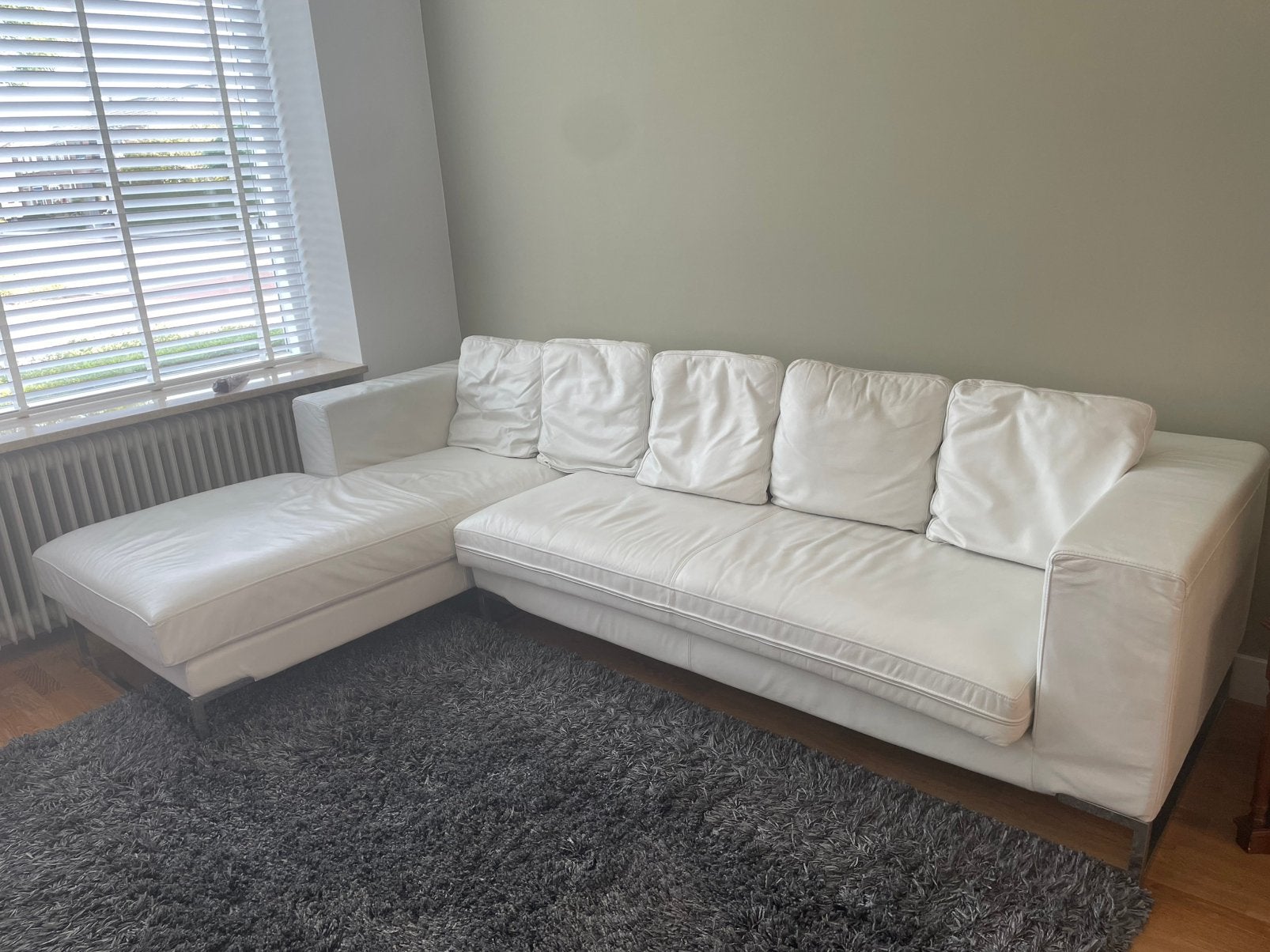 Witte lederen bank., Ophalen, Gebruikt, Leer