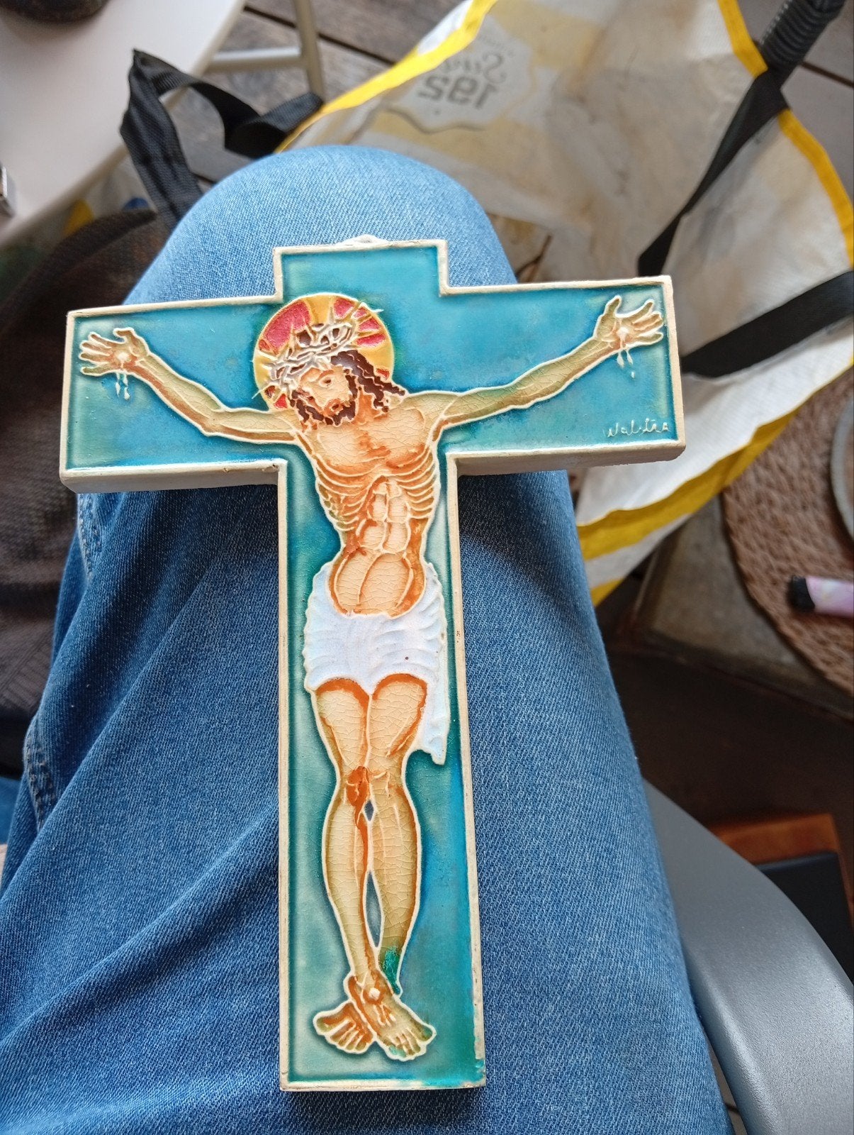 Uniek handgemaakt Christusbeeld op kruis - Religieuze kunst, Ophalen of Verzenden
