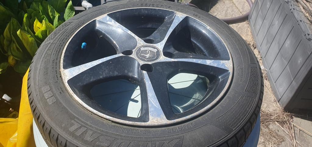 4x Aluminium velgen met banden voor Citroen C1, Auto-onderdelen, Ophalen, Gebruikt, Personenwagen, Banden en Velgen