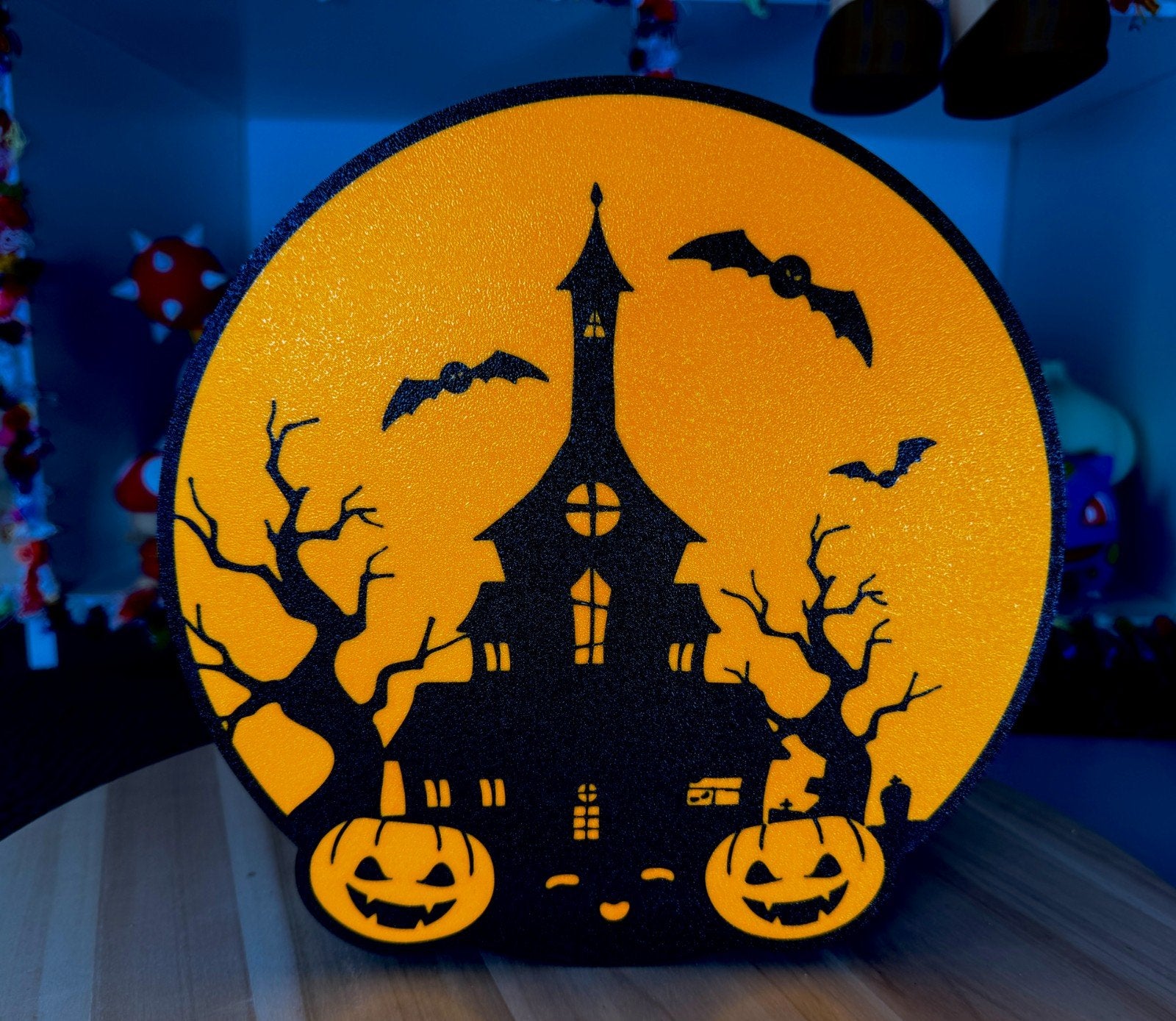 Halloween Lightbox - Spookhuis met pompoenen en vleermuizen, Ophalen of Verzenden, Zo goed als nieuw