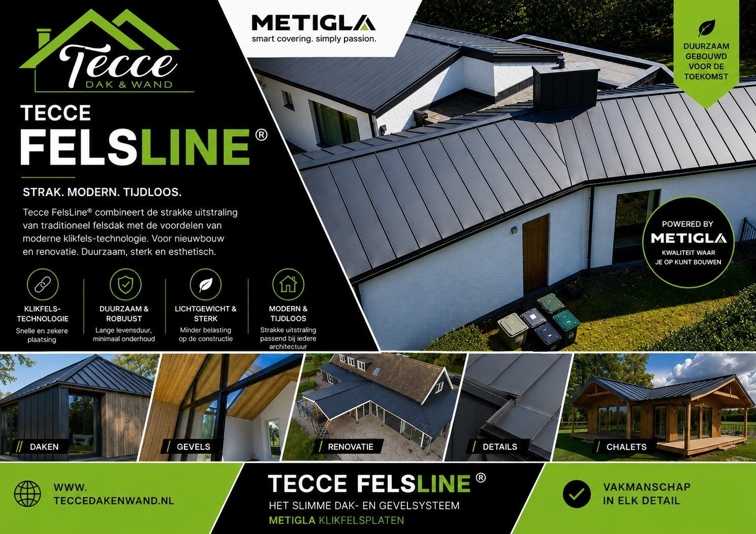 TECCE FELSLINE – PREMIUM KLIKFELS VOOR DAK & GEVEL, Overige kleuren, Info@teccedakenwand.nl, Nieuw, Handelsstraat 15