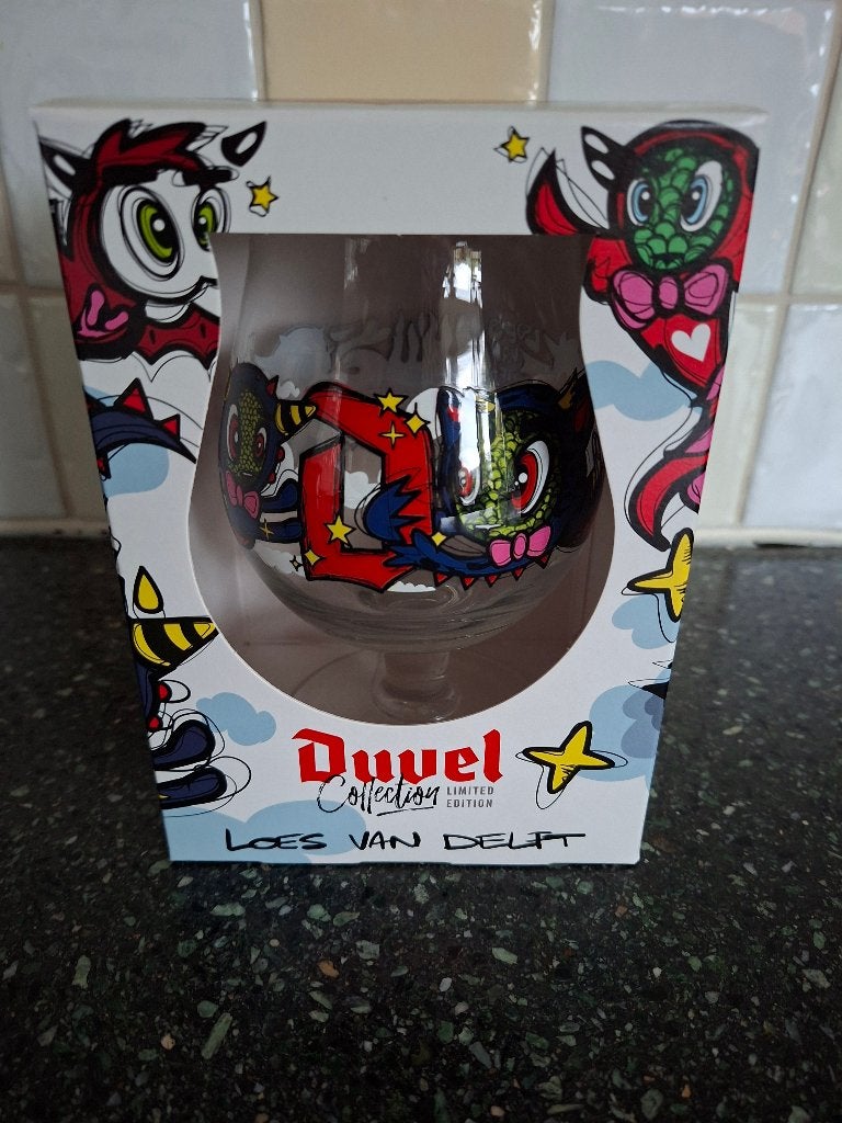 Duvel bierglas Loes van Delft, Ophalen of Verzenden, Nieuw, Bierglas
