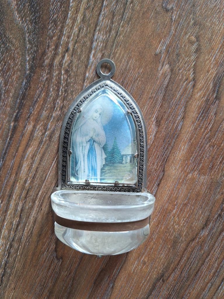 Heel klein wijwaterbakje uit Lourdes - 11cm, Ophalen of Verzenden