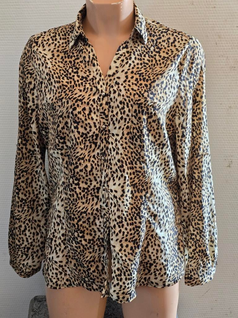 Nymphaea Alba dames Luipaardprint Blouse - Maat M, Kleding | Dames, Maat 38/40 (M), Beige, Ophalen of Verzenden, Zo goed als nieuw
