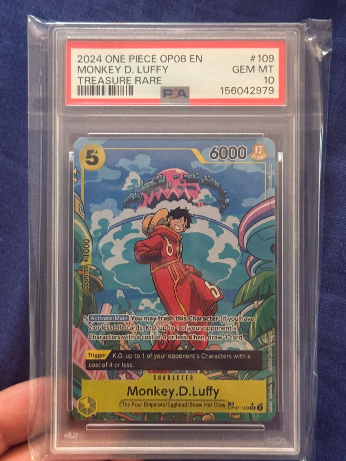 Luffy treasure rare psa 10, Ophalen of Verzenden, Zo goed als nieuw, Losse kaart, Foil