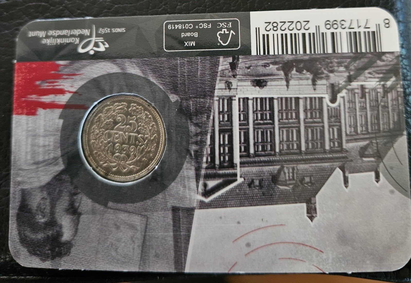 25 ct 1939 in coincard, Ophalen of Verzenden, Koningin Wilhelmina, 25 cent