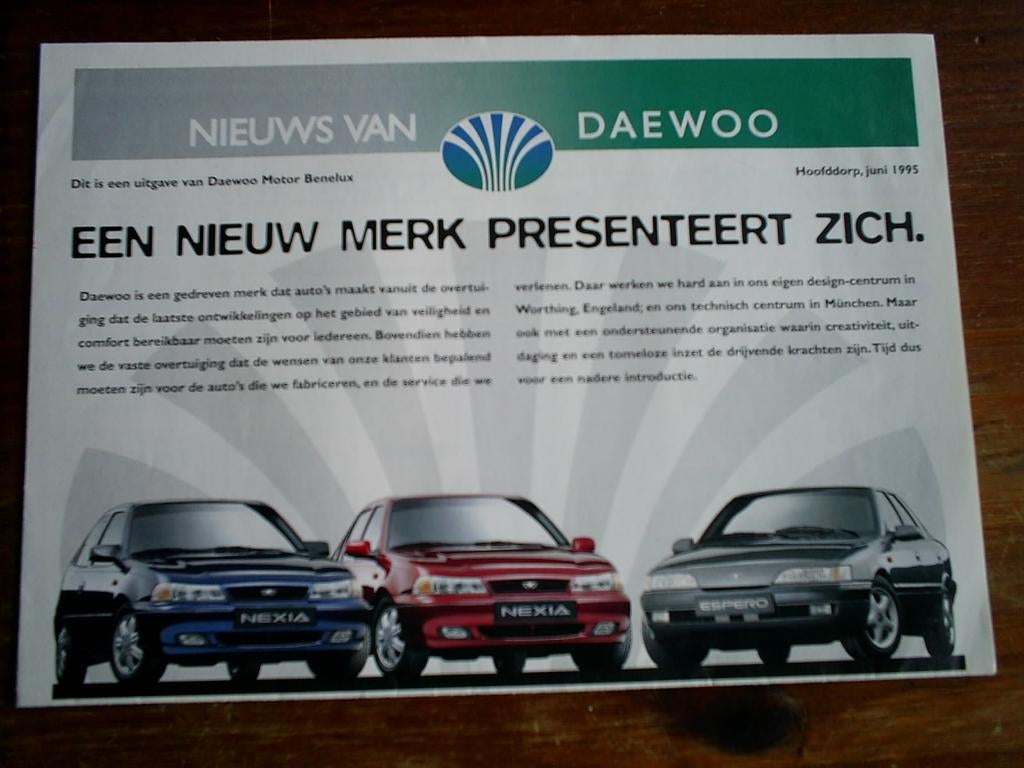 Daewoo Nexia / Espero 6 / 1995 4 pag., Verzenden, Zo goed als nieuw, Overige merken
